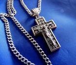 Крест с цепью серебро 925, photo number 5