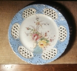 Дрезденская кружевная тарелка Полевой букет. Позолота. Ручная роспись 19 век, фото №2