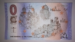Нуль 0 євро євро Сан-Марино 2022 Vod. знаки, голограма, перфорація, мікротекст та ультрафіолет, фото №2
