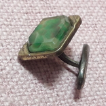 Запонка, зелёный камень, фото №3