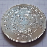 Туреччина, ангорська кішка, 20 нових лір, срібло, 2005 рік, фото №3