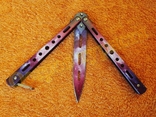 Нож бабочка Фиолетовый Градиент нож балисонг, фото №6