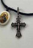Серебреный крестик и ладанка Св. Мученника Максима., фото №2