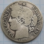 Франция 1 франк, 1871 Отметка монетного двора: "K" - Бордо, numer zdjęcia 2