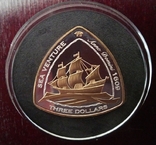 3 доллара Бермуды 2006 год, Корабль Северная Каролина , серебро с позолотой, фото №4