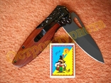 Нож складной Mastiff DA163 флиппер инерционный дерево клипса 20см, фото №7