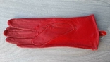 Женские кожаные демисезонные перчатки (красные, без подкладки), фото №3