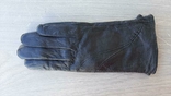 Женские черные демисезонные кожаные перчатки Romania, фото №5