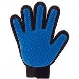 Перчатка для вычесывания шерсти для кошек и собак True Touch Черно-синяя на правую руку, фото №4