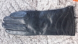 Женские черные демисезонные кожаные перчатки, numer zdjęcia 2