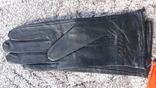 Женские черные демисезонные кожаные перчатки, фото №3