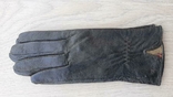 Женские черные демисезонные кожаные перчатки, фото №5