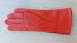 Женские демисезонные кожаные перчатки (красные), фото №3