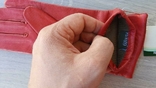 Женские демисезонные кожаные перчатки (красные), фото №4
