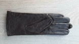 Женские демисезонные кожаные перчатки (темно-коричневые), фото №3