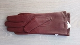 Женские демисезонные кожаные перчатки Sanli (бордовые), фото №3