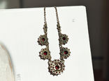 Silver garnet necklace silver 900 gilding vintage pyrope garnets pendant pendant pendant, photo number 3