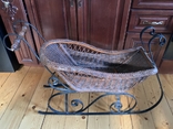 Large antique sleigh - horse cradle Christmas home interior decoration Germany, photo number 4