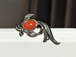Silver brooch with coral silver 925 fish, photo number 2