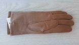 Женские демисезонные кожаные перчатки Sanli (светло-коричневые), фото №3