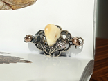 Antique silver brooch with deer tooth silver 835 Germany deer tooth, photo number 3