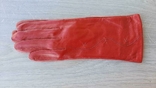  Женские демисезонные кожаные перчатки Vicini (красные), фото №2