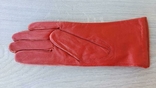  Женские демисезонные кожаные перчатки Vicini (красные), фото №4