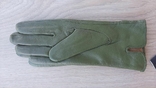 Женские зимние кожаные перчатки (зеленые), фото №3