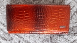 Большой женский кожаный кошелек dr.koffer (лакированный, оранжево-черный), фото №2