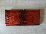Большой женский кожаный кошелек dr.koffer (лакированный, оранжево-черный), фото №4