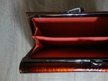 Большой женский кожаный кошелек dr.koffer (лакированный, оранжево-черный), фото №5