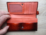 Большой женский кожаный кошелек dr.koffer (лакированный, оранжево-черный), фото №8