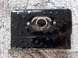 Женский кожаный кошелек HASSION на молнии (лакированная кожа, черный), фото №2
