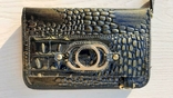 Женский кожаный кошелек HASSION на молнии (лакированная кожа, черно-зеленый), фото №2