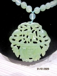 Бусы pendant натуральным нефритом застежка Серебро винтаж, photo number 3