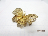 Butterfly silver 800 filigree gilding vintage, photo number 5