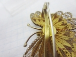 Butterfly silver 800 filigree gilding vintage, photo number 8