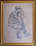 Соцреализм. Портрет юного охотника, карандаш. Рисунок с натуры, 1970-е, фото №2