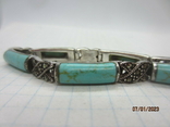 Vintage bracelet silver 925 marcasite natural turquoise, photo number 12
