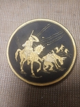 Тарелка картина Дон Кихот. Дамасская техника нанесения золота. Мельхиор Испания, фото №2