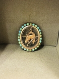 Brooch Horse Silver 84 pr Turquoise Gilding, photo number 2