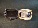 3Я34 Открывающийся кулон, локет, подвеска из серебра 875 пробы, синий кабашон и позолота, фото №4
