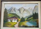 Antique painting "House in the Bavarian Alps", oil, Liebchert, Germany.Original., photo number 9