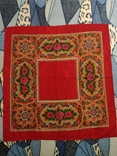 Red woolen scarf with Ukrainian ornament, photo number 2