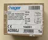 Дифавтомат Hager AD860J 10 ампер, numer zdjęcia 4