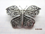 Вінтажна метелик срібло 925 філігранна ручна робота, фото №8