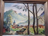 Antique painting City in the mountains. Rothenberg, oil, L., Germany., photo number 3