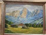 Ancient painting House in the Bavarian Alps, oil, 1948, H.Schmidt, Germany.Original, photo number 5