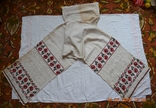 Embroidered towel "Roses". Hemp cloth. Cross-stitching, twisting. 328x45, photo number 4