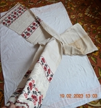 Embroidered towel "Roses". Hemp cloth. Cross-stitching, twisting. 328x45, photo number 5